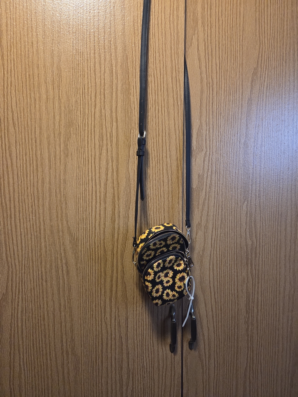 Sunflower Print Crossbody Bag - Black and Yellow